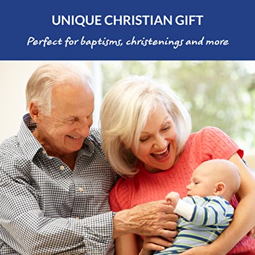 Christian Baby Gift for Boy, Soft Blue Cotton Quilt Embroidered with 9 Bible Verses for Baby Shower, Baptism, Dedication, Grandson, Godson, Etc. by Comfort In the Word