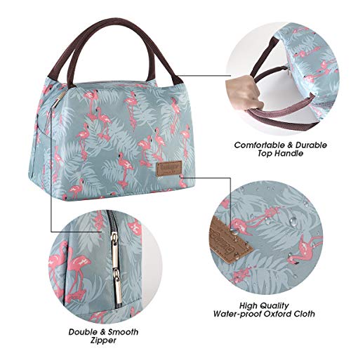 Buringer Reusable Insulated Lunch Bag Cooler Tote Box Meal Prep for Men & Women Work Picnic or Travel ï¼Blue Flamingos Large Sizeï¼ from 
