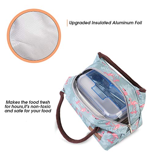 Buringer Reusable Insulated Lunch Bag Cooler Tote Box Meal Prep for Men & Women Work Picnic or Travel ï¼Blue Flamingos Large Sizeï¼ from 