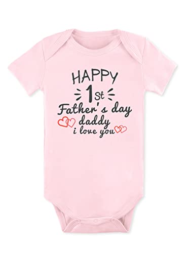 BesserBay Baby Girls First Fathers Day Newborn Outfits Happy 1st Daddys Day Pink Gift Bodysuit 0-3 Months from 