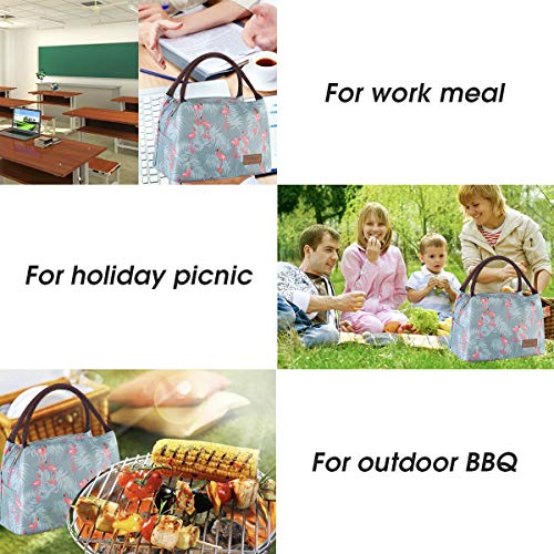 Buringer Reusable Insulated Lunch Bag Cooler Tote Box Meal Prep for Men & Women Work Picnic or Travel ï¼Blue Flamingos Large Sizeï¼ from 