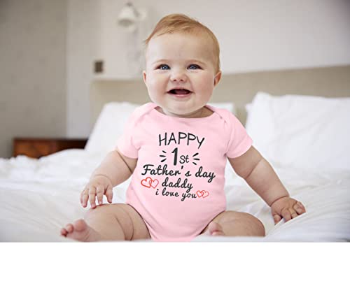 BesserBay Baby Girls First Fathers Day Newborn Outfits Happy 1st Daddys Day Pink Gift Bodysuit 0-3 Months from 