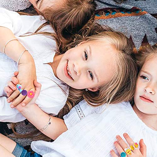 PinkSheep Little Girl Jewel Rings in Box, Adjustable, No Duplication, Girl Pretend Play and Dress Up Rings (24 Lovely Ring) by PinkSheep