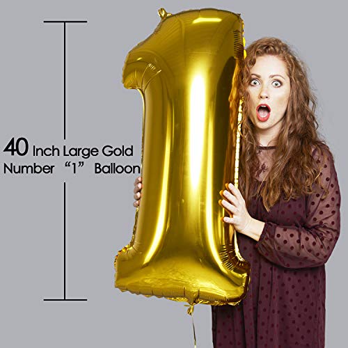 Mickey Mouse 1st Birthday Party Supplies Decorations 57Pcs - Happy Birthday Banner "ONE"Banner Balloons "1" Foil Balloon Hat Door Sign Cupcake Toppers Birthday Decorations for Boys Girls Kids Babies by 