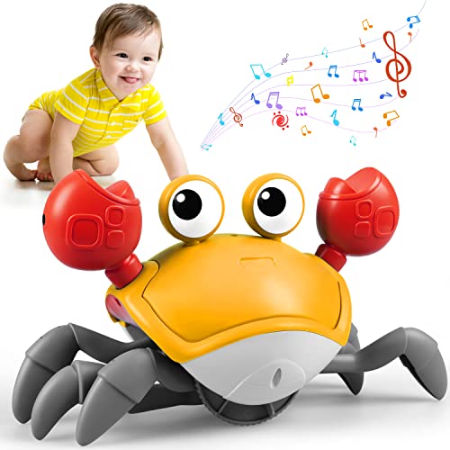 Crawling Crab Baby Toy, Tummy Time Toys, Sensing Interactive Walking Dancing Toy for Crawling Baby Induction Crabs with Music Sounds, Infant Fun Birthday Gifts Entertainment for Toddler Baby Boy Girl by ZHVV