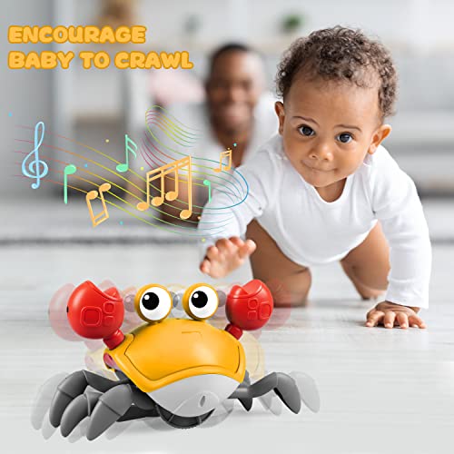 Crawling Crab Baby Toy, Tummy Time Toys, Sensing Interactive Walking Dancing Toy for Crawling Baby Induction Crabs with Music Sounds, Infant Fun Birthday Gifts Entertainment for Toddler Baby Boy Girl by ZHVV