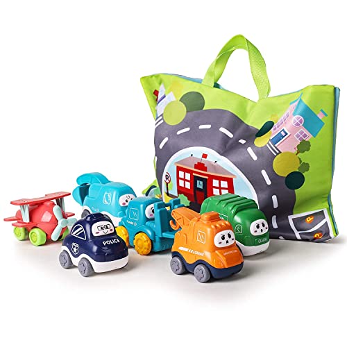 ALASOU 2021 Edition Baby Truck car Toy Sets and playmat/Storage Bag for Toddler | Baby Toys 12 - 18 Months | Toys for 1 2 3 Year Old boy| Birthday Gifts for Infant Toddlers(6 Sets) from Titain Creations