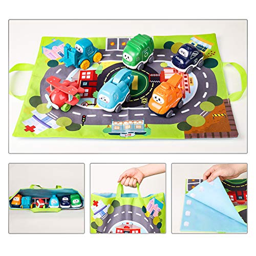 ALASOU 2021 Edition Baby Truck car Toy Sets and playmat/Storage Bag for Toddler | Baby Toys 12 - 18 Months | Toys for 1 2 3 Year Old boy| Birthday Gifts for Infant Toddlers(6 Sets) from Titain Creations