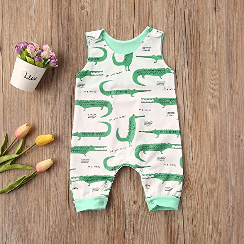 jiaoutky Newborn Infant Baby Boy Girl Clothes Dinosaur Sleeveless Romper One-Piece Bodysuit Jumpsuit Outfits Clothing (Crocodile, 12-18 Months) from jiaoutky