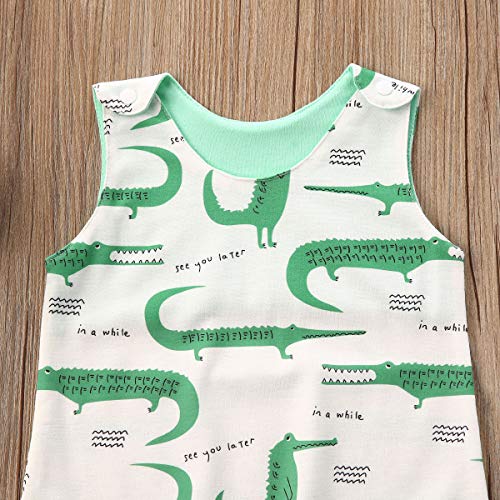 jiaoutky Newborn Infant Baby Boy Girl Clothes Dinosaur Sleeveless Romper One-Piece Bodysuit Jumpsuit Outfits Clothing (Crocodile, 12-18 Months) from jiaoutky