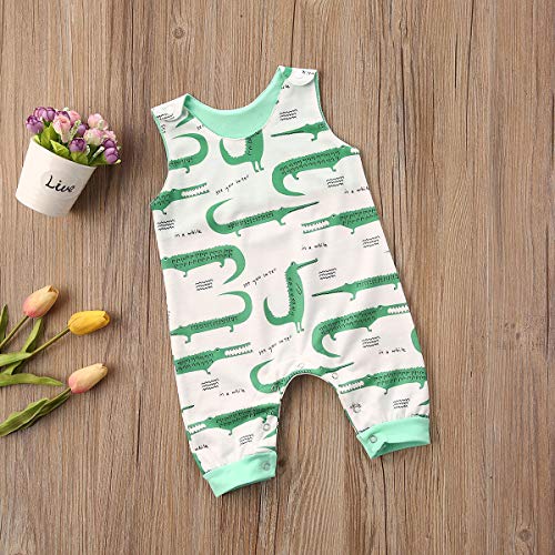 jiaoutky Newborn Infant Baby Boy Girl Clothes Dinosaur Sleeveless Romper One-Piece Bodysuit Jumpsuit Outfits Clothing (Crocodile, 12-18 Months) from jiaoutky