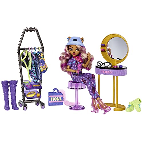 Monster High Doll and Fashion Playset, Clawdeen Wolf Doll and Accessories, Boutique Dress-Up Studio with 20+ Pieces [Amazon Exclusive] from Mattel