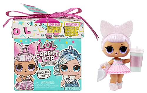 L.O.L. Surprise! Confetti Pop Birthday - with Collectible Doll, 8 Surprises, Confetti Surprise unboxing, Accessories, Limited Edition Doll, Present Box Packaging- Great Gift for Girls Age 4+ by MGA Entertainment