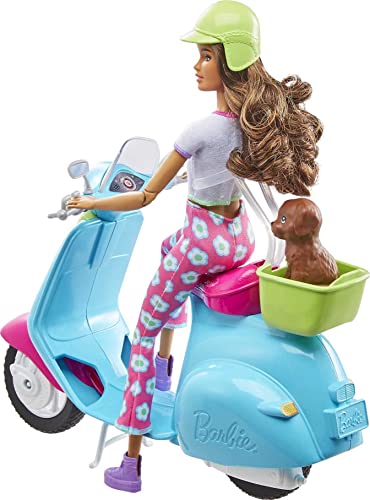 Barbie Fashionistas Doll and Scooter Travel Playset with Pet Puppy and Themed Accessories [Amazon Exclusive] from Mattel