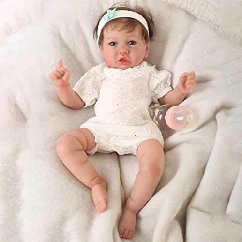 KSBD Reborn Baby Dolls Real Saskia Replica, 20 inch Realistic Newborn Baby Girl Doll, Lifelike Handmade Vinyl Reborn Doll with Weighted Cloth Body, Advanced Painted Gift Set for Kids Age 3+ from KSBD