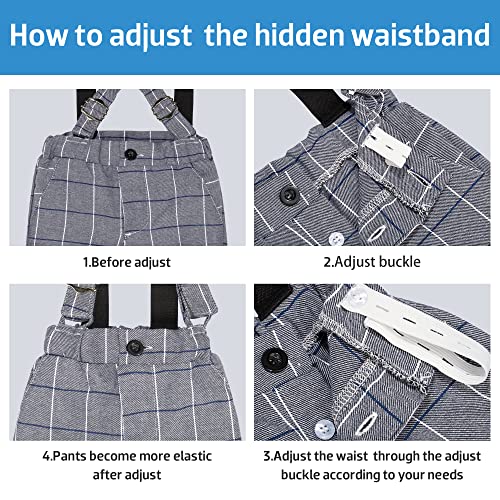 BIG ELEPHANT Gentleman Formal Outfit Suit - Bowtie Dress Shirt Suspender Pants Clothing Set for Baby Boys from 