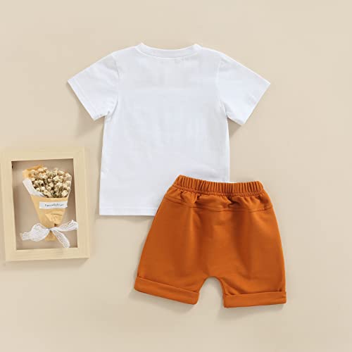 Newborn Baby Boy Clothes Summer Short Sleeve T-shirt Tops Solid Color Shorts 3 6 9 12 18 Months Boy Casual Outfits (Bro White, 6-12 Months) by Mandizy