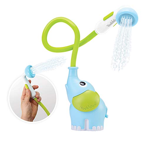 Yookidoo Baby Bath Shower Head - Elephant Water Pump with Trunk Spout Rinser - Control Water Flow from 2 Elephant Trunk Knobs for Maximum Fun in Tub or Sink for Newborn Babies (Blue) from Yookidoo