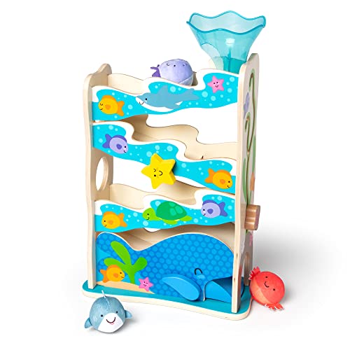 Melissa & Doug Rollables Wooden Ocean Slide Toy (5 Pieces) - Ocean Themed , Early Learning Toys For Infants And Toddlers Ages 1+ by Melissa & Doug