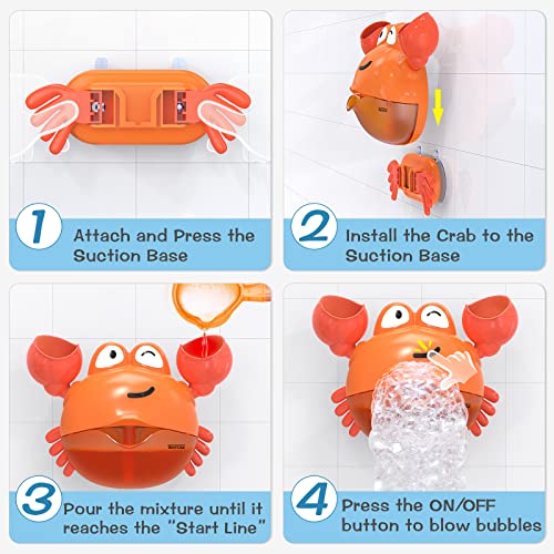 KINDIARY Bath Toy, Crab Bath Bubble Maker for Baby, Toddlers, Infants, Kids, Automatic Bubbles Machine Blower for Bathtub, Battery Operated by KINDIARY