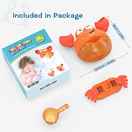 KINDIARY Bath Toy, Crab Bath Bubble Maker for Baby, Toddlers, Infants, Kids, Automatic Bubbles Machine Blower for Bathtub, Battery Operated by KINDIARY