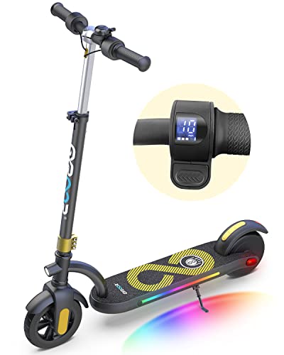 Gyroor Kids Electric Scooter, with 200W Motor & LED Visible Display, Colorful Lights, Adjustable Speed and Height, 10 Mph & 10 Miles Range Electric Scooter, Electric Scooter for Kids Ages 8-12, Gold by Gyroor