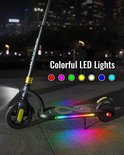 Gyroor Kids Electric Scooter, with 200W Motor & LED Visible Display, Colorful Lights, Adjustable Speed and Height, 10 Mph & 10 Miles Range Electric Scooter, Electric Scooter for Kids Ages 8-12, Gold by Gyroor