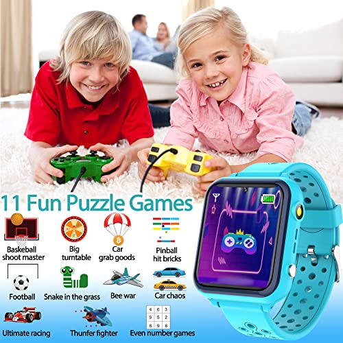 Kids Smart Watches for Boys, Waterproof Smart Watch for Kids, HD IPS Touch Screen Kids Watch with 11 Games Alarm 12/24hr Music Video Timer Camera, Electronic Learning Toys Watch for Kids Age 5-14 by LUKYBIRDS