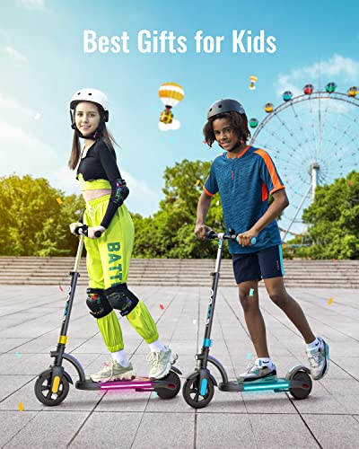 Gyroor Kids Electric Scooter, with 200W Motor & LED Visible Display, Colorful Lights, Adjustable Speed and Height, 10 Mph & 10 Miles Range Electric Scooter, Electric Scooter for Kids Ages 8-12, Gold by Gyroor