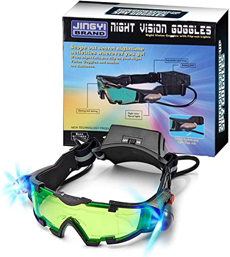ALLOMN Spy Night Vision Goggles with Flip-Out, Adjustable Kids LED Night Green Lens Glasses for Hunting Racing Bicycling, Skying to Protect Eyes from ALLOMN