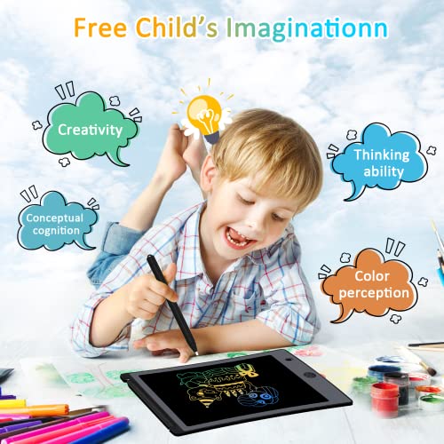 JefDiee LCD Writing Tablet Colourful Kids Drawing Writing Boards, Electronic Learning and Education Toys, Doodle Scribbler Boards Gifts for Kids and Toddlers at Home, School and Kindergarten (Black) by JefDiee