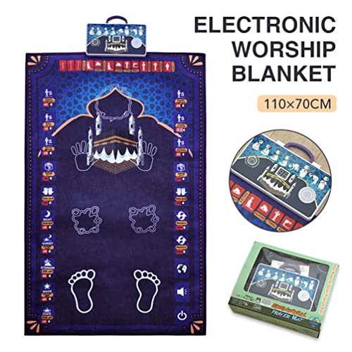 Adult Educational Interactive Prayer Mat-Islamic Gifts Muslim Electronic Interactive Prayer Rug Mat for Children Color Random 110*70cm by 
