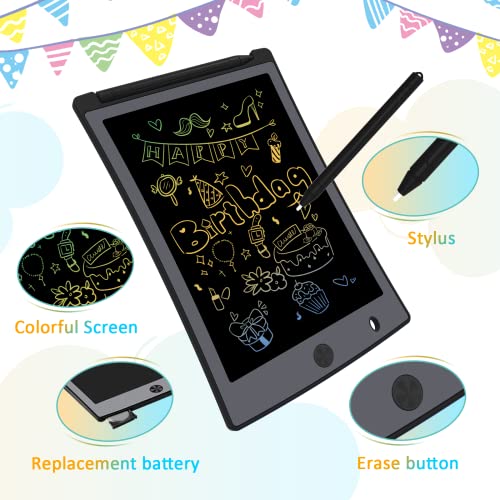 JefDiee LCD Writing Tablet Colourful Kids Drawing Writing Boards, Electronic Learning and Education Toys, Doodle Scribbler Boards Gifts for Kids and Toddlers at Home, School and Kindergarten (Black) by JefDiee