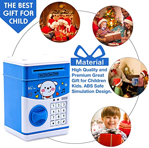 FREEBREATH Electronic Piggy Bank for Boys, Money Bank for Adults with Password, ATM Piggy Bank for Real Money, Kids Piggy Banks Auto Scroll Piggy Banks, Fun Mini ATM Electronic Bank for Children from FREEBREATH