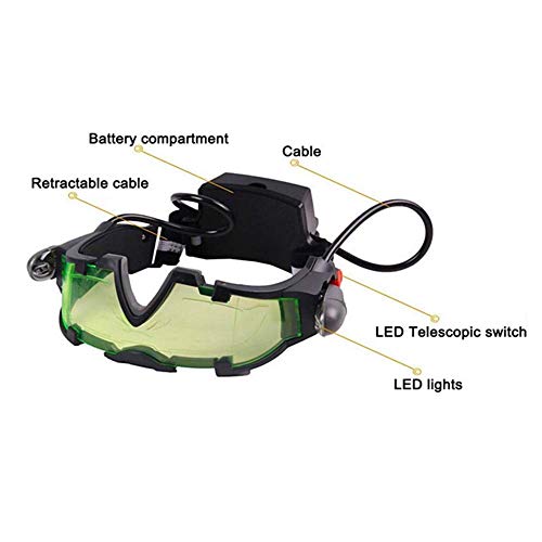 ALLOMN Spy Night Vision Goggles with Flip-Out, Adjustable Kids LED Night Green Lens Glasses for Hunting Racing Bicycling, Skying to Protect Eyes from ALLOMN