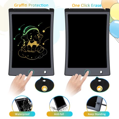 JefDiee LCD Writing Tablet Colourful Kids Drawing Writing Boards, Electronic Learning and Education Toys, Doodle Scribbler Boards Gifts for Kids and Toddlers at Home, School and Kindergarten (Black) by JefDiee