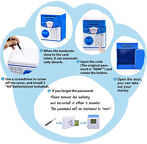 FREEBREATH Electronic Piggy Bank for Boys, Money Bank for Adults with Password, ATM Piggy Bank for Real Money, Kids Piggy Banks Auto Scroll Piggy Banks, Fun Mini ATM Electronic Bank for Children from FREEBREATH