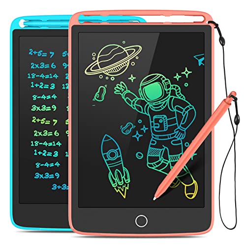 LCD Writing Tablet, 2 Pack Colorful Doodle Board Electronic Erasable Reusable Writing Drawing Pads for Kids, Learning Toys Gifts for 3-6 Years Old Boys and Girls Toddlers, 8.5 Inch (Blue and Pink) from tecjoe
