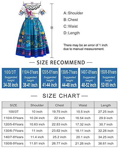 Mirabel Costume for Girls,Mirabel Dress Isabella Costume Halloween Costume Outfit for Kids (4-5Years) from Oskiner