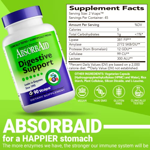 Nature's Sources AbsorbAid Digestive Support - 90 Vcaps by AbsorbAid