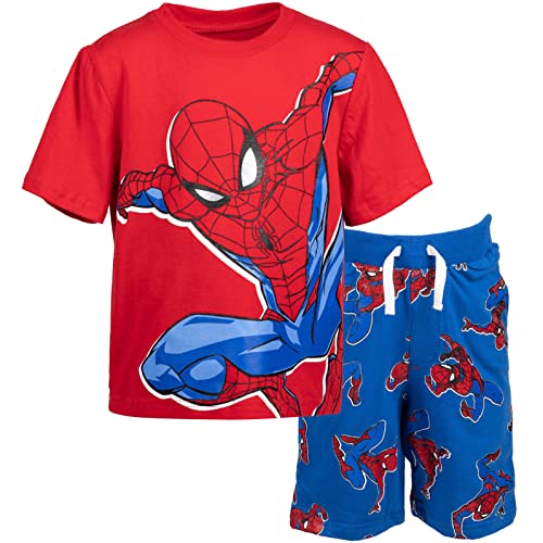Marvel Avengers Spider-Man Little Boys T-Shirt French Terry Shorts Blue / Red 6 by Bentex Group, Inc.