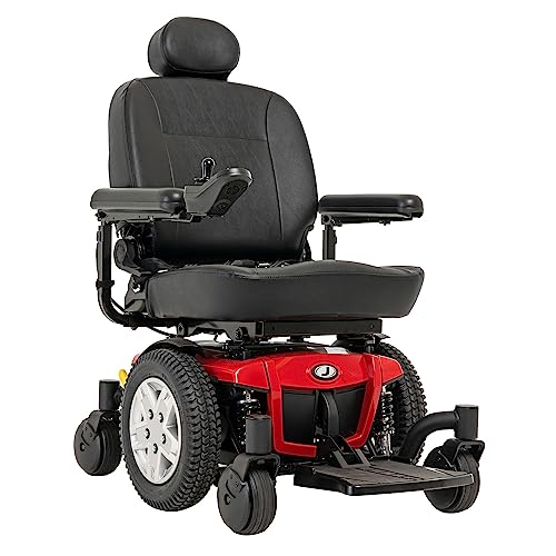 Pride Mobility Jazzy 600 ES Group 2 Power Chair, Red, Mid Wheel Drive, Motorized Electric Wheelchair for Adults by Pride Mobility Products Corporation