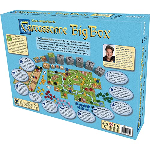 Carcassonne Board Game Big Box (BASE GAME & 11 EXPANSIONS) | Family Board Game | Board Game for Adults and Family | Medieval Strategy Board Game | Ages 7 and up | 2-6 Players | Made by Z-Man Games by Fantasy Flight Publishing