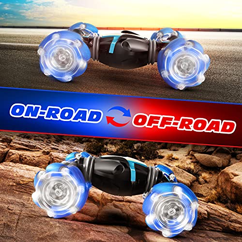 Tecnock RC Car Remote Control Car for Kids Adults,1:20 Scale 4WD Gesture Sensor Remote Control Crawler,2.4 GHz Transform RC Stunt Car with Light,Gift for Boys Girls(Blue) by Tecnock