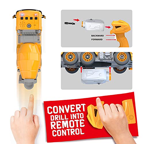 TEMI Kids Remote Control Car Construction Truck Toddler Toys for 3 4 5 6 Years Old Boys - 4 in 1 RC Vehicle Toy Car, Take Apart Toys w/ Electric Drill, 300pcs Blocks STEM Building Toy Birthday Gifts from TEMI