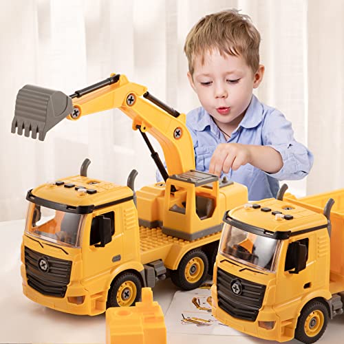 TEMI Kids Remote Control Car Construction Truck Toddler Toys for 3 4 5 6 Years Old Boys - 4 in 1 RC Vehicle Toy Car, Take Apart Toys w/ Electric Drill, 300pcs Blocks STEM Building Toy Birthday Gifts from TEMI
