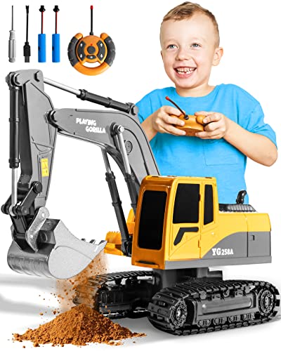 Playing Gorilla Excavator Toy Construction Toys â Remote Control Excavator with Powerful Motor â RC Excavators with 2 Rechargeable Batteries for Hours of Fun â Excavator Toys for Boys â Tractor Toy from PlayingGorilla