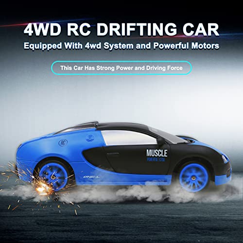 Remote Control Car RC Drift Car 2.4GHz 1:24 Scale 4WD 15KM/H High Speed Model Vehicle with LED Lights Drifting Tire Racing Sport Toy Car for Adults Boys Girls Kids Gift 2Pcs Rechargeable Batteries from Desdoni