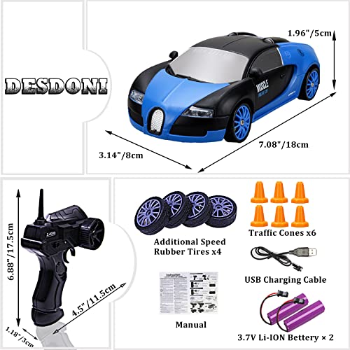 Remote Control Car RC Drift Car 2.4GHz 1:24 Scale 4WD 15KM/H High Speed Model Vehicle with LED Lights Drifting Tire Racing Sport Toy Car for Adults Boys Girls Kids Gift 2Pcs Rechargeable Batteries from Desdoni