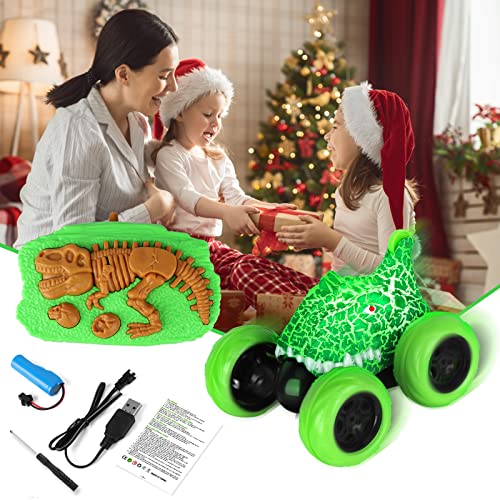 Remote Control Car for Toddlers, Dinosaur Toys RC Stunt Car 360 Degree Rolling Twister with Light, Remote Control Dinosaur Toys Car Vehicles for 3 4 5 6 7 8 9 10 Year Old Kids Boys by Ocditikl